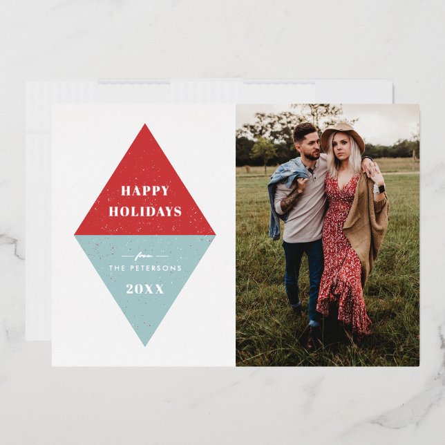 Carte photo géométrique Foil Holiday - Rouge (Enveloppe)