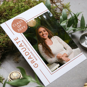 Carte Photo Graduation Party Modern Script Terracotta