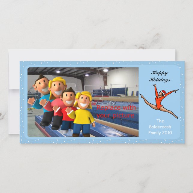 Carte photo Gymnastique de vacances Leap Père Noël (Devant)
