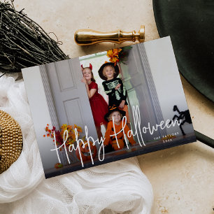 Carte photo Halloween de script esquissé