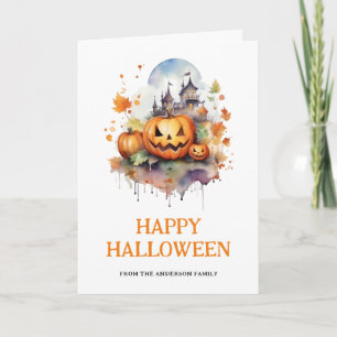 Carte Photo Halloween réjouissant et effrayant Citrouill