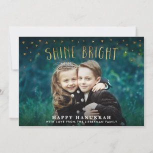 Carte photo Hanoukka Shine Bright Faux Gold Foil