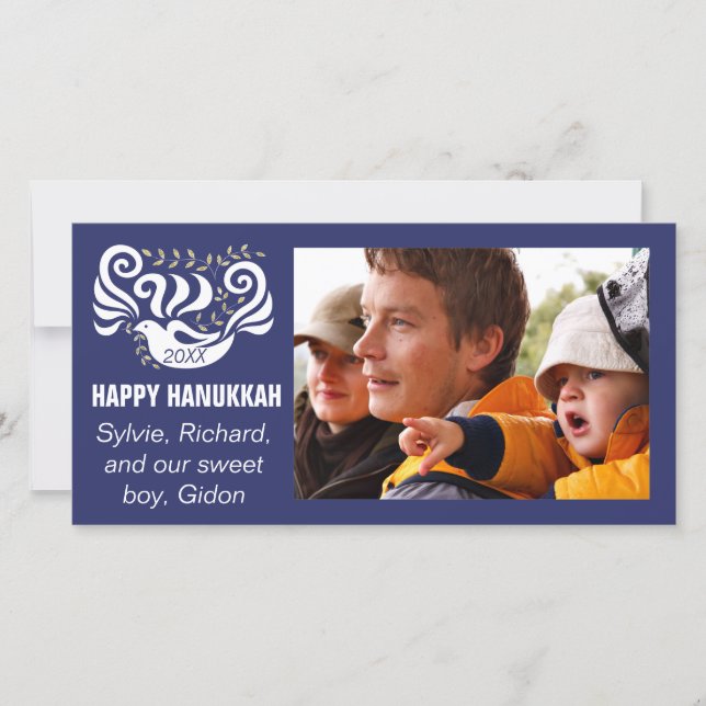 Carte photo Happy Chanukah "Doves de tableau noir" (Devant)