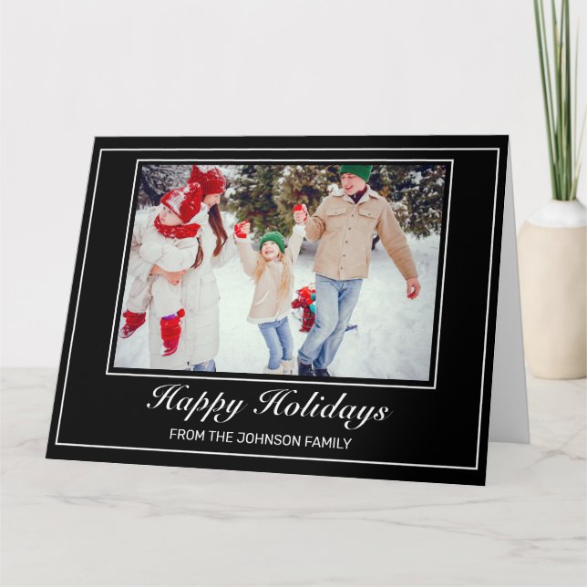 Carte Photo Happy Holidays Salutation minimaliste modern (Devant)