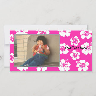 Carte photo Hibiscus rose personnalisable