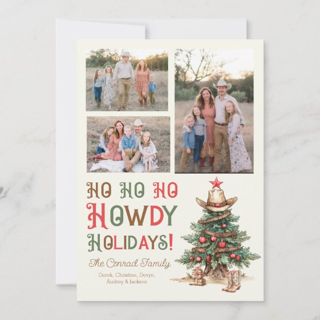 Carte photo Ho Ho Howdy Christmas (Devant)