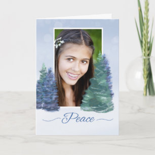 Carte Photo Holiday Paix avec arbres À feuillage persist