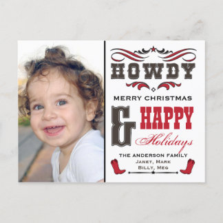 Carte photo Howdy Cowboy Western Xmas