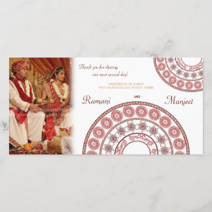 Carte photo indien de Merci de mariage de henné