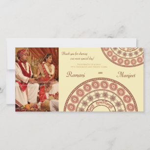 Carte photo indien de Merci de mariage de henné