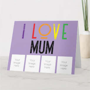Carte photo « J'aime maman » – Carte de vœux pliée