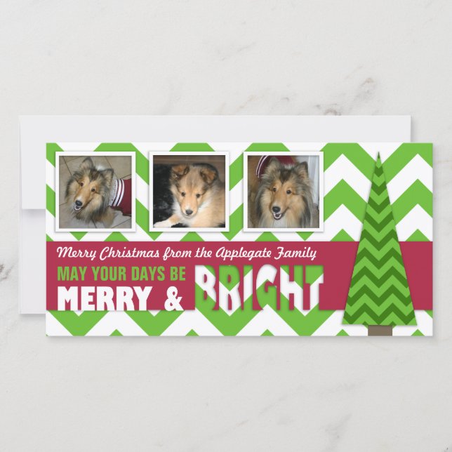 Carte photo Joyeuse et brillante Chevron Noël (Devant)