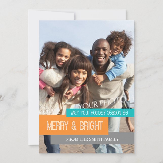 Carte photo Joyeuse et brillante de Noël (Devant)