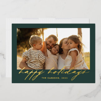Carte photo « Joyeuses Fêtes » avec feuille d'or e
