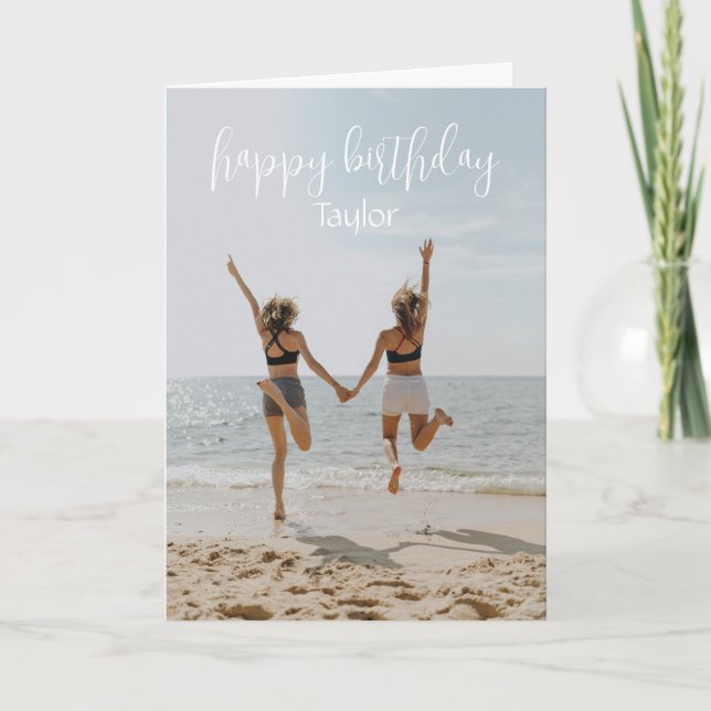 Carte Photo Joyeux Anniversaire Nom Joy Happiness Love (Devant)
