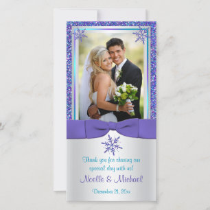 Carte photo Mariage des faches de neige violet Aqu