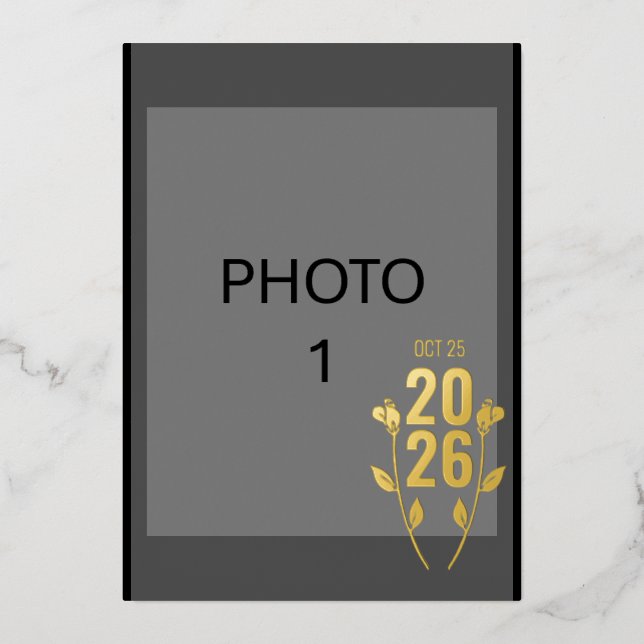 Carte photo mariage Faire-part Gold Foil (Recto)