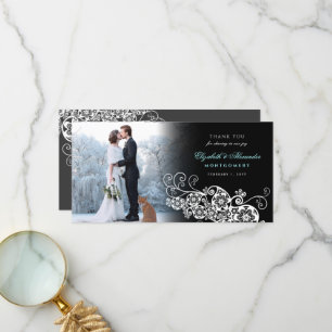 Carte photo Mariage Floral Paisley Boho Merci