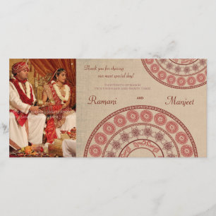 Carte photo Mariage Merci indien au henné