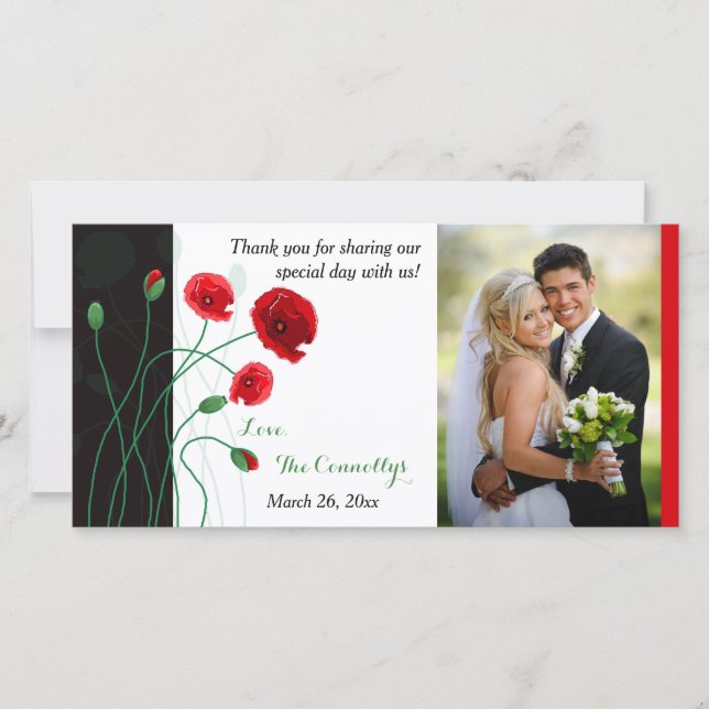 Carte photo mariage | Poppies rouges (Devant)