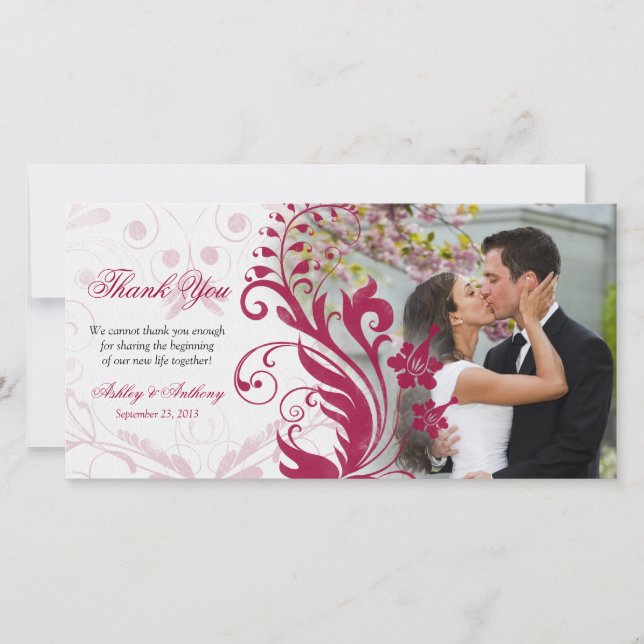 Carte photo Mariage rouge et blanc (Devant)