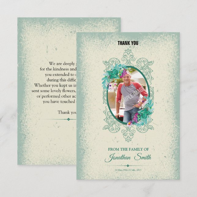 Carte photo Merci commémoratif (Devant / Derrière)