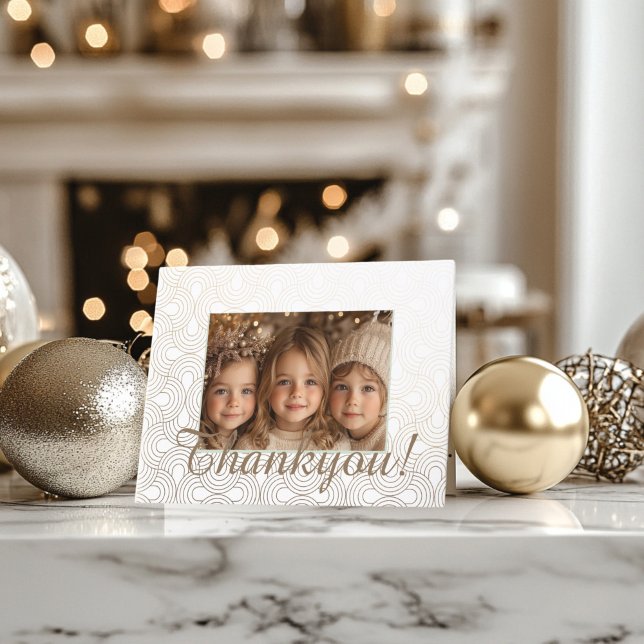Carte photo Merci or (Gold Christmas Photo Thankyou Card)