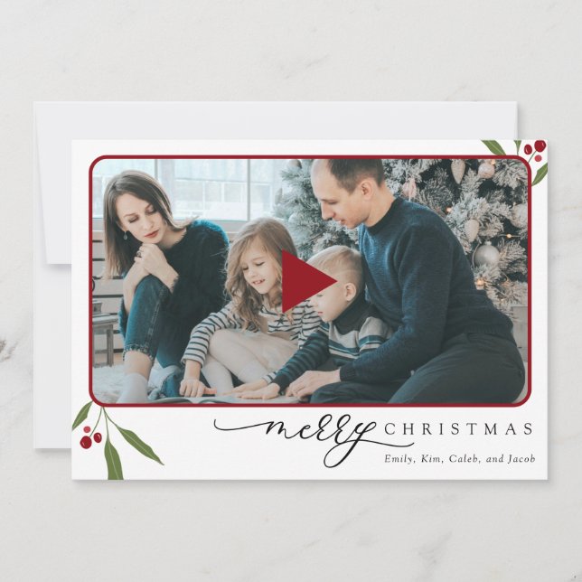 Carte Photo Merry Christmas QR Code Holiday Video (Devant)