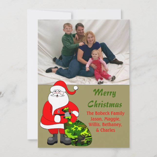 Carte photo militaire de Noël de famille (Devant)
