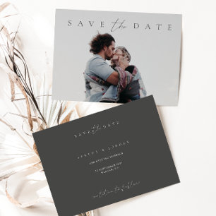Carte Photo minimaliste moderne Dusty Grey Enregistrer l