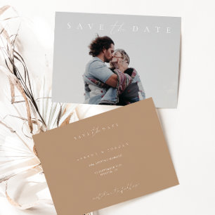 Carte Photo minimaliste moderne Pale Taupe Enregistrer l
