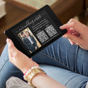 Carte Photo minimaliste moderne RSVP Détails 2 QR Mariag