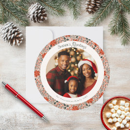 Carte photo moderne Blush Pink Poinsettia