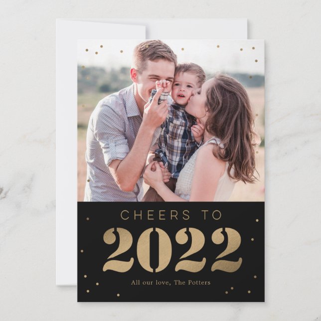 Carte Photo Moderne Bonne Année Bold Year (Devant)