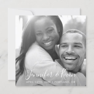 Carte photo moderne carrée « Save the Date » en no