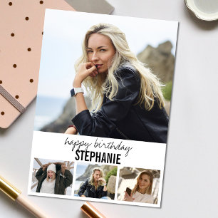 Carte Photo moderne   Collage Salutation d'anniversaire