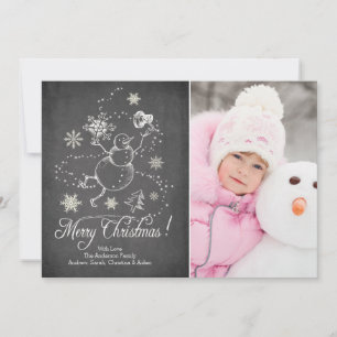 Carte photo moderne de Noël de bonhomme de neige