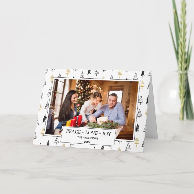Carte Photo moderne de Noël de joie d'amour de paix de (Devant)
