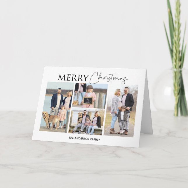 Carte photo moderne de Noël pliée de quatre photos (Devant)