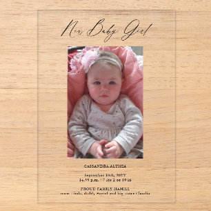 Carte photo moderne Faire-part de naissance acryli
