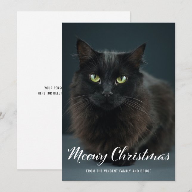 Carte photo moderne Meowy Christmas Chat Christmas (Devant / Derrière)