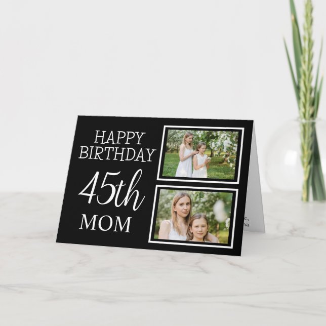 Carte Photo moderne noir et blanc 45e anniversaire de ma (Devant)