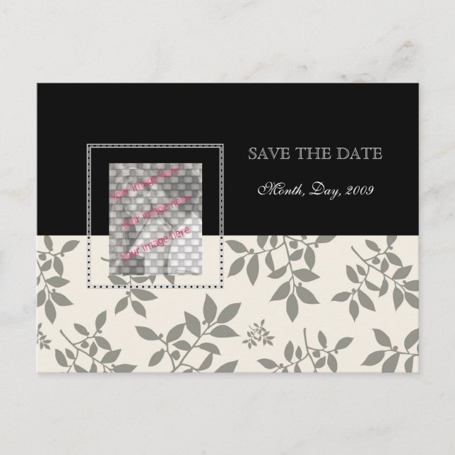 Carte photo, noir blanc enregistrer la date carte  (Devant)