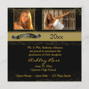 Carte photo noir d'obtention du diplôme d'or