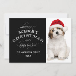 CARTE PHOTO NOIRE CHEVRON CHRISTMAS