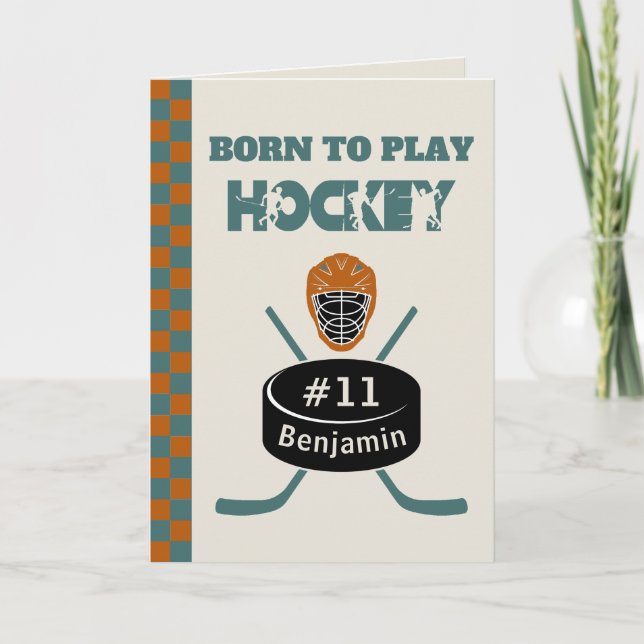 Carte Photo Nom Age Texte Jersey Numéro Hockey Sport (Devant)