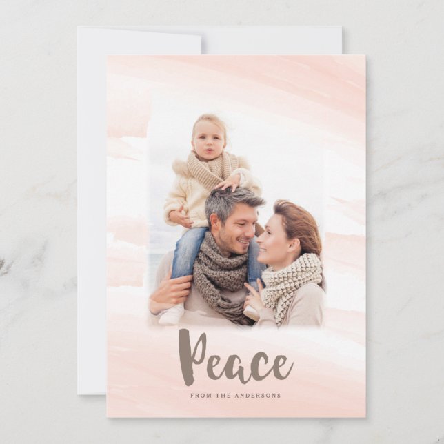 Carte photo PEACE à lavis d'aquarelle moderne | Bl (Devant)