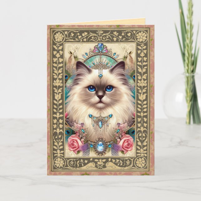 Carte photo personnalisable - Ragdoll Chat Anniver (Devant)