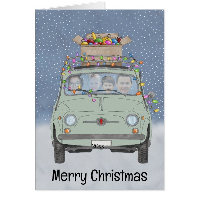 Carte photo personnalisable Retro Fiat 500 (Devant)