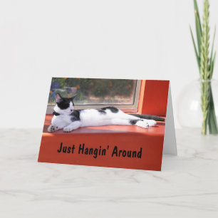 Carte Photo personnalisé Chat noir et blanc qui pense à